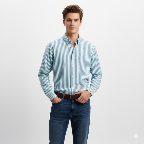 Paul & Shark Other - Paul & Shark Men’s Linen Button Down Striped Shirt Blue Medium